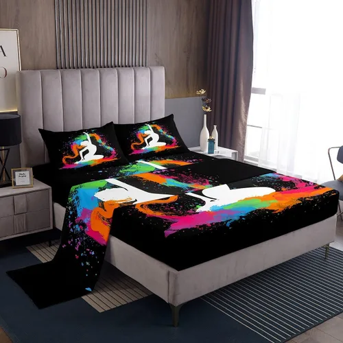 Vista 19 de Erosebridal Juego de ropa de cama para niños, sábanas kawaii con diseño de gato, tamaño individual, juego de cama de 3 piezas con 1 sábana bajera, 1