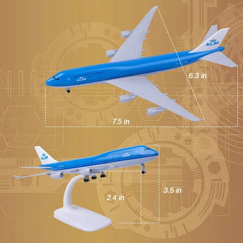 Vista 5 de Modelo de avión 1:300 escala KLM Holland B747 modelo avión para regalo y decoración