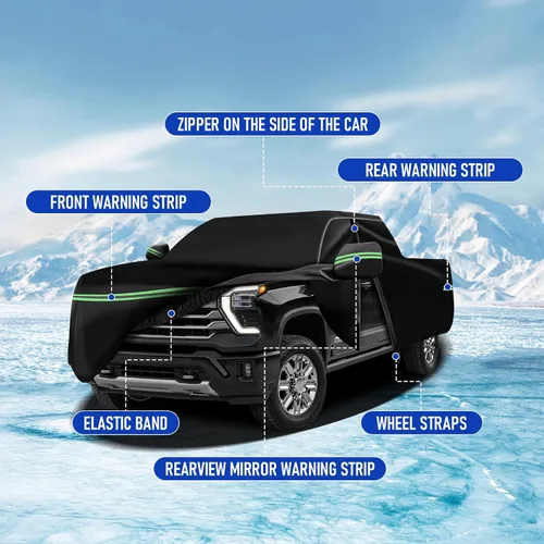 Vista 6 de Cubierta de protección para todo tipo de clima, Compatible con Chevrolet Silverado 1500 2018-2023, cubierta de auto completa profesional de 6 capas
