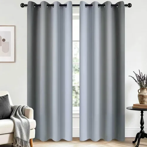 Vista 179 de SimpleHome Cortinas degradadas degradadas para oscurecer la habitación de 36 pulgadas de largo para dormitorio, con ojales y bloqueo de luz Negro