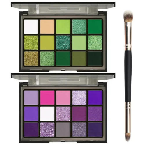 Vista 11 de UCANBE Paleta de sombras de ojos de 15 colores – Kit de maquillaje para ojos con brillo mate, purpurina metálica, tonos frescos en blanco, azul
