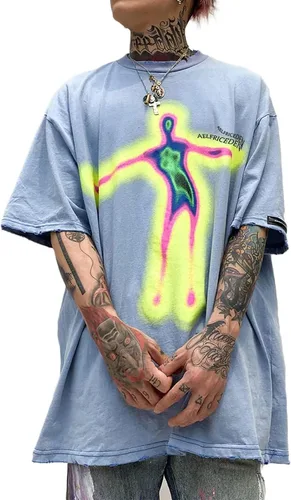 Vista 2 de Aelfric Eden Camisetas vintage de gran tamaño para hombre, estilo vintage, de los años 90, para verano, unisex, hipster, impresa, casual, ropa