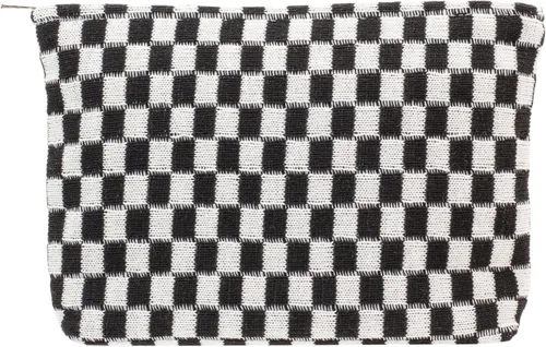 Vista 85 de PAZIMIIK Bolsa de Maquillaje a Cuadros para Bolso Portátil con Cremallera, Estuche Pequeño de Cosméticos para Accesorios de Viaje, Azul Ártico