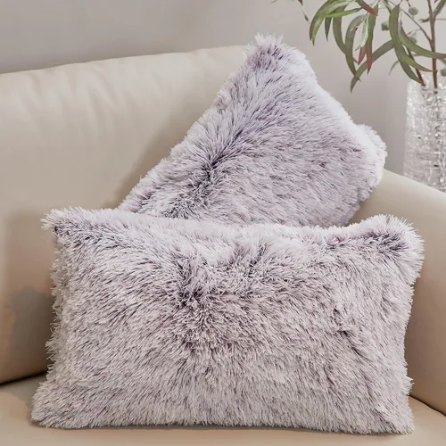 Vista 25 de Cheer Collection Almohadas Decorativas para Sofá y Cama, Almohadas Decorativas Suaves de Pelo Largo con Rellenos Incluidos, Acogedoras Almohadas