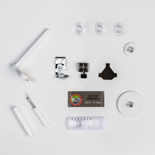 Vista 7 de Janome MOD-15 Máquina de coser fácil de usar con 15 puntadas, longitud de puntada ajustable y 5 piezas de alimentación