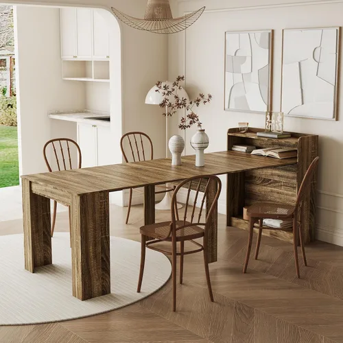 Vista 10 de SSLine Mesa de comedor rectangular extensible de 35 a 118 pulgadas, mesa de reuniones de conferencias súper larga para 6, 8, 12 personas, mesas