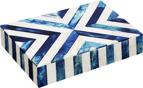 Vista 22 de Handicrafts Home Organizador para joyas y caja de almacenamiento, cajas decorativas para mujer y chicas, para envoltura, estampado de cheurón blanco