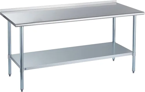 Vista 58 de ROCKPOINT Mesa de acero inoxidable para preparación y trabajo, 14x24 pulgadas; mesa de cocina comercial de metal NSF resistente con estante inferior