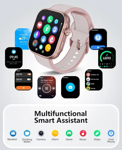 Vista 7 de Reloj inteligente para mujer, monitor de presión arterial, frecuencia cardíaca, oxígeno en sangre, sueño, rastreador de actividad impermeable 3ATM