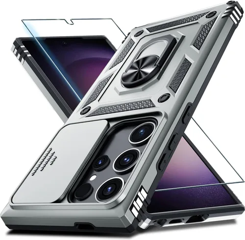 Vista 26 de Janmitta Compatible con Samsung Galaxy S24 FE Funda con Cubierta Deslizante Integrada para Lente de Cámara+Protector de Pantalla+Soporte de Anillo
