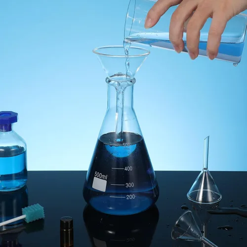 Vista 6 de Embudos de alimentación de química analítica de cristalería, embudos de borosilicato, laboratorios, experimentos científicos, uso de cocina