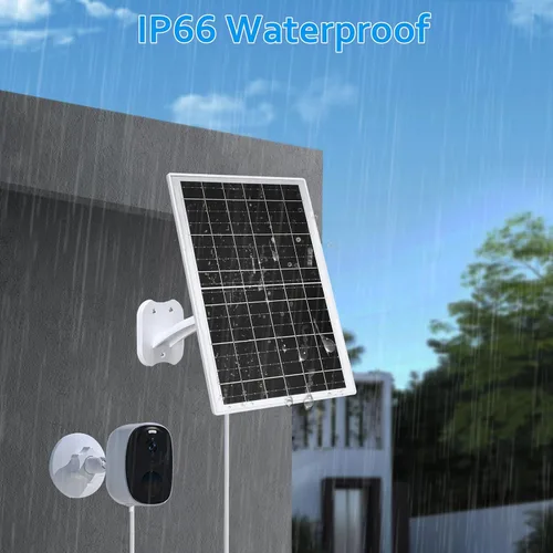 Vista 6 de Zivif Panel Solar USB de 13W para Cámaras de Seguridad, Cargador Solar con Cable USB-C, DC 5.5x2.1mm y Puerto Micro USB, Resistente al Agua IP66