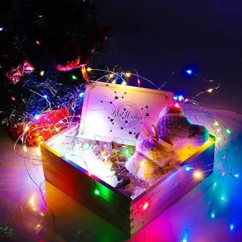 Vista 5 de Paquete de 12 luces de hadas con pilas, 7 pies, 20 luces LED, impermeables, alambre plateado, luces de Navidad para decoración al aire libre, mini