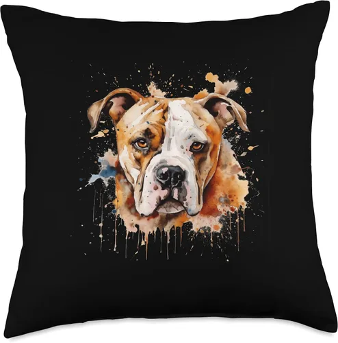 Vista 4 de American Bully watercolor gift for dog women Colorido American Bulldog - Cojín de acuarela de 16 x 16 pulgadas, multicolor