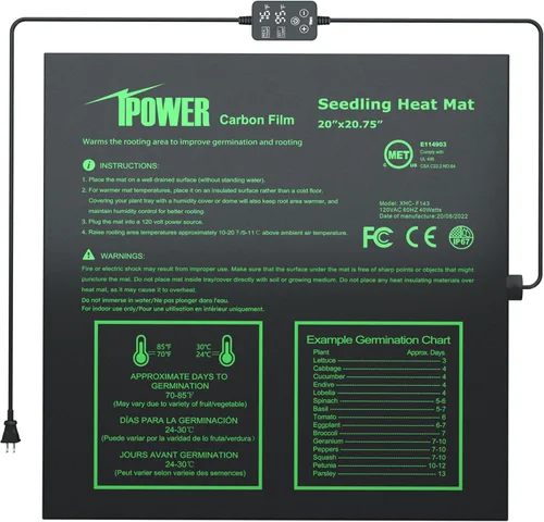 Vista 13 de iPower Alfombrilla térmica de siembra de 10 x 20.75 pulgadas, película de carbono mejorada, cálida, impermeable, para interiores, germinación