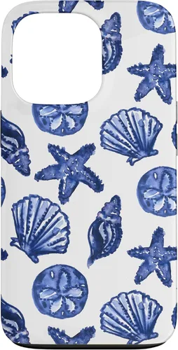 Vista 10 de Funda azul para iPhone 16, diseño de conchas marinas náuticas para nieta costera