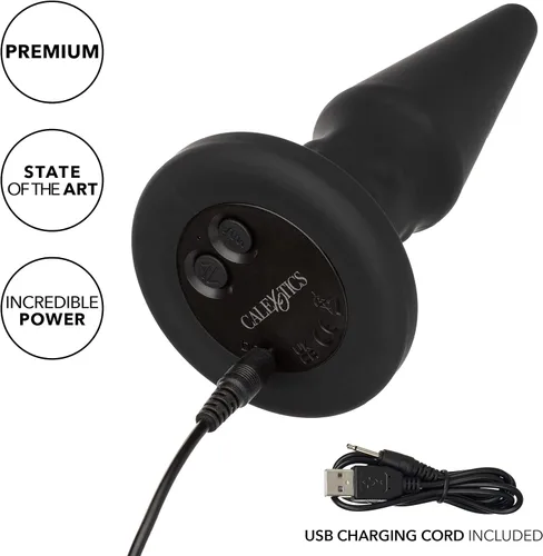 Vista 4 de CalExotics Bionic - Vibrador de tapón anal anal de sonda de beso negro con cuentas - SE-0850-15-3
