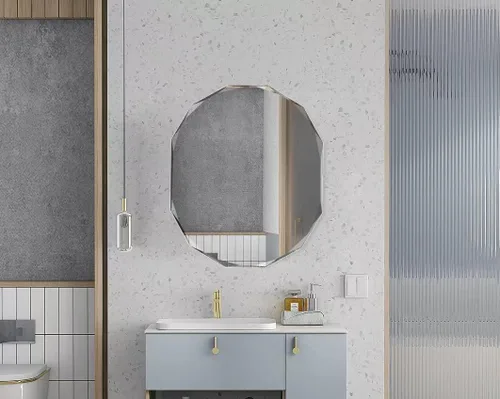 Vista 2 de SNUGACE Espejo de tocador de baño de montaje en pared sin marco con borde biselado, 20 x 28 pulgadas