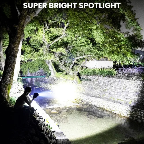 Vista 2 de Foco recargable, 2000000 LM, luz LED súper brillante, linterna LED, proyector de alta potencia, reflector grande al aire libre con paneles solares