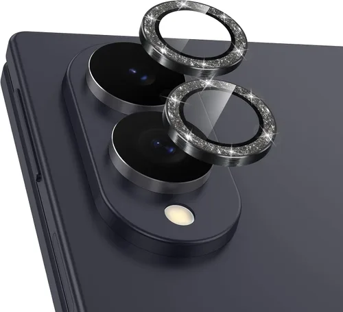 Vista 21 de Casetego Protector de lente de cámara para Galaxy Z Fold 8, [Diseño de purpurina mejorado], [Fuerte adherencia], lente de vidrio templado 9H negro
