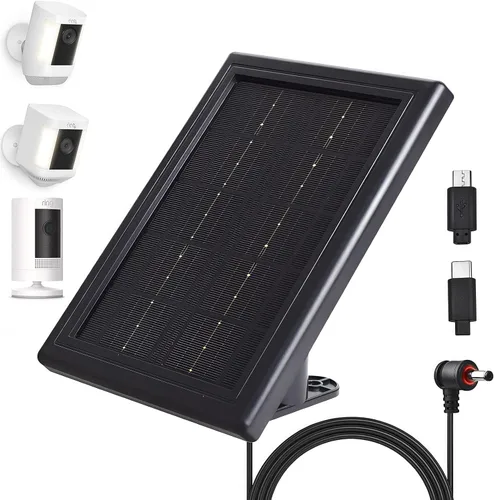 Vista 9 de Cargador de panel solar para cámara Ring, cargador solar 5V 3.5W compatible con batería de cámara Ring Stick Up Cam para vigilancia inalámbrica
