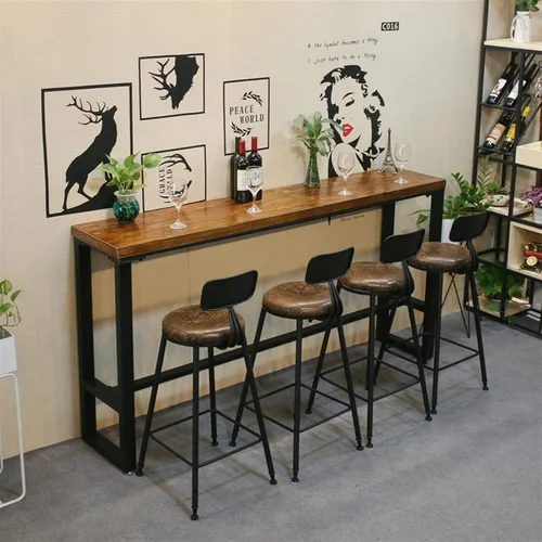 Vista 2 de Mesa de bar de altura de bar, estilo nórdico, retro, para pared, para el hogar, sala de estar, cocina, multifunción, mostrador de barra de pies