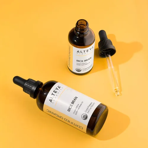 Vista 2 de Alteya Organics Aceite de salvado de arroz, aceite portador orgánico certificado, 3.4 onzas líquidas, prensado en frío, 100% puro aceite base