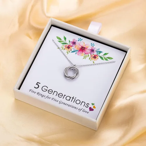 Vista 4 de Collar Three Four Five Generations - Regalos de plata de ley para abuela para mujer