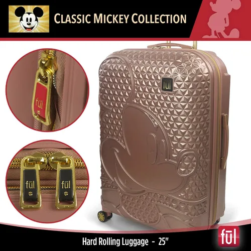 Vista 6 de FUL Disney Mickey Mouse - Maleta rígida con ruedas giratorias Oro Rosa Disney Mickey Mouse - Maleta rígida con ruedas giratorias