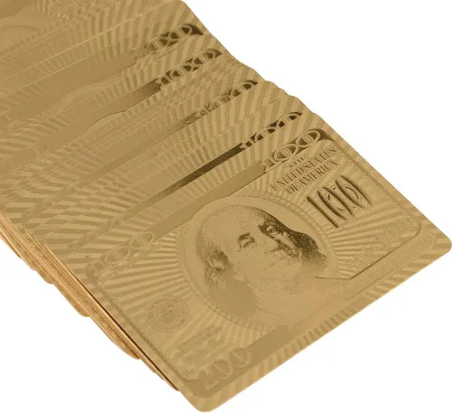 Vista 2 de VGEBY 1 cartas de póquer, lujo falso chapado en oro cartas de póquer con caja para juego de mesa (Euro)