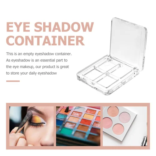 Vista 6 de Beaupretty Paleta de sombra de ojos vacía 4 rejillas sombra de ojos lápiz labial caja de almacenamiento caja de maquillaje transparente DIY