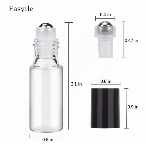 Vista 3 de Easytle Botellas enrollables de aceite esencial, paquete de 24 botellas enrollables de vidrio transparente de 0.17 onzas líquidas para aceites