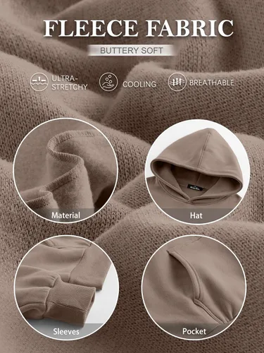 Vista 6 de Trendy Queen - Sudaderas extragrandes con capucha para mujer, suéteres de manga larga, sin botones, de vellón, de otoño, ropa de invierno