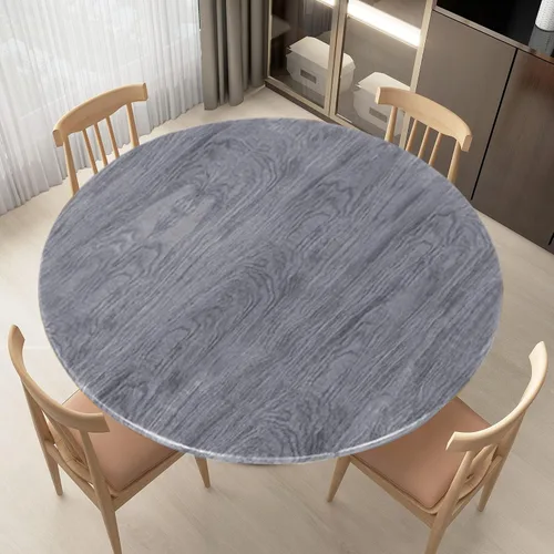 Vista 30 de LUSHVIDA - Mantel ajustable de vinilo para mesa redonda, impermeable y con borde elástico, mantel de plástico