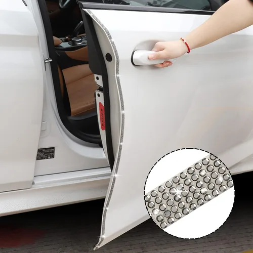 Vista 4 de TOMALL Bling Protector de Puerta de Coche Parachoques Anticolisión Tira Adhesiva de Cristal Antiarañazos Cristales Protector de Parachoques