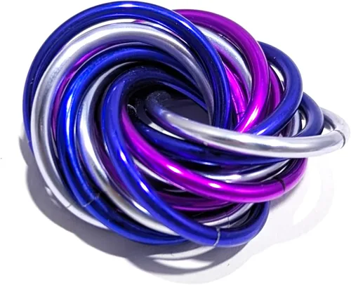Vista 51 de Bola Fidget Möbii (MultiColor): Herramienta de juguete silenciosa para aliviar el estrés, ansiedad y estimular el ADHD para el hogar, viajes Cromo