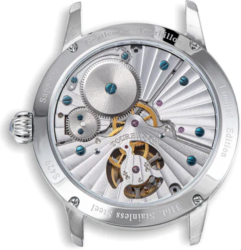 Vista 9 de Sugess S429.02 Tourbillon Master MoonPhase Seagull ST8235 Reloj mecánico de cristal de zafiro para hombre, plateado