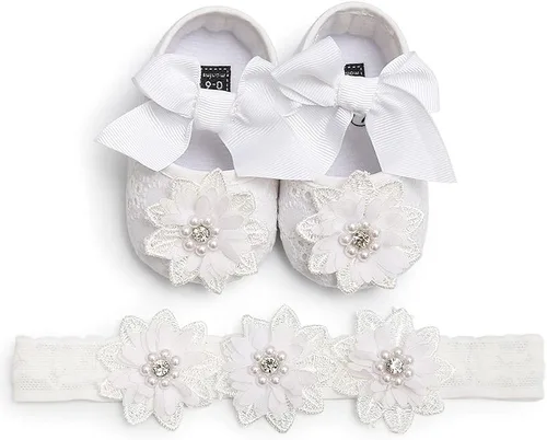 Vista 4 de QWZban Zapatos deportivos de princesa con suela suave y lazo para bebé y niña, zapatos planos Mary Jane, para recién nacidos, ligeros, para bebés