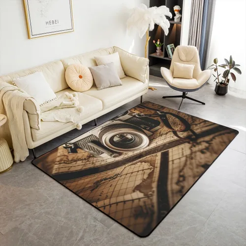 Vista 13 de Homewish Alfombra antideslizante de cine de teatro, alfombra de película retro con palomitas de maíz para interiores, alfombra de entrada, noche