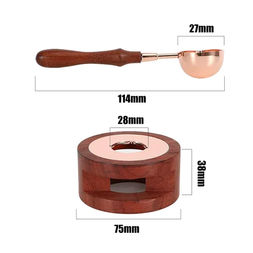 Vista 2 de EatingBiting Calentador de cera de madera, kit de cuchara derretida, palos de cera, herramienta de horno de fusión, olla de estufa, sello de cera