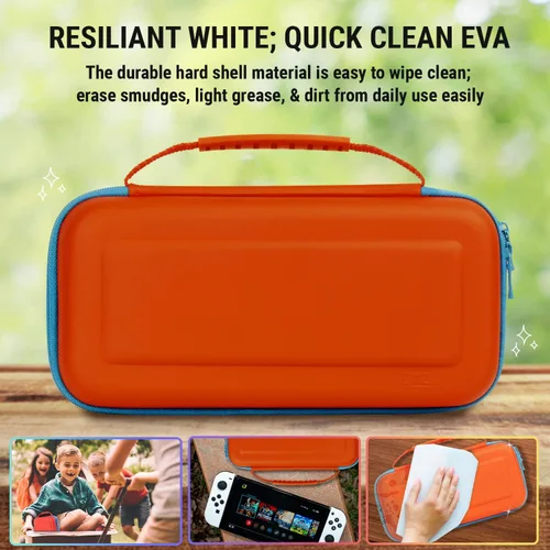 Vista 5 de Orzly Funda de transporte para consola OLED Tanami Nintendo Switch con compartimento de almacenamiento de accesorios y juegos, funda fácil