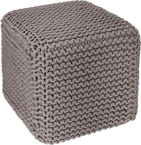 Vista 14 de REDEARTH - Puf otomano con cubierta tejida en puntada de cable 100% Cotton, 19.5"x19.5"x14"; Doubles as Footstool, Foot Rest; Great for Living