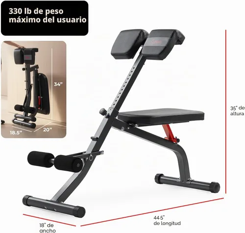 Vista 7 de Sunny Health & Fitness Silla romana multifunción con estación de inmersión y banco para sentarse, equipo de entrenamiento de fuerza ajustable