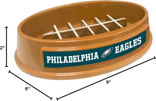 Vista 8 de NFL Super-Bowl Philadelphia Eagles - Cuenco de alimentación lenta para perros y gatos. Diseño de fútbol para una digestión saludable. Antideslizante