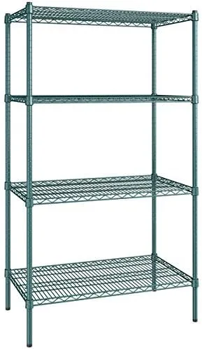 Vista 210 de Kit de 4 estantes de epoxi verde NSF de 21 x 72 pulgadas con postes de 86 pulgadas, estantería de almacenamiento resistente, kit de estantería