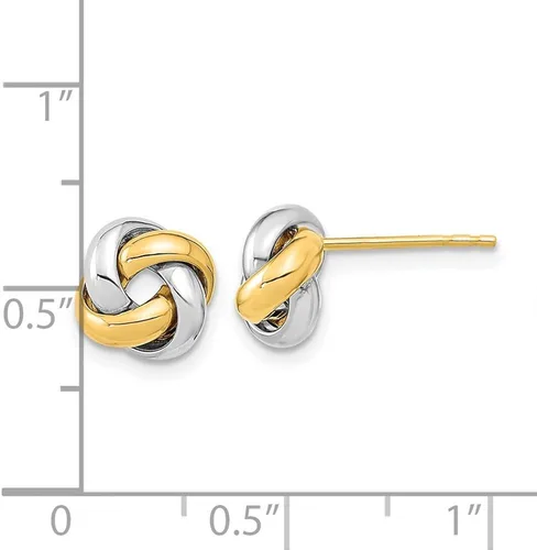 Vista 2 de Aretes de nudo de amor pulidos de 14 quilates de 25 pulgadas estilo TL1056TT de 0315in 0354in