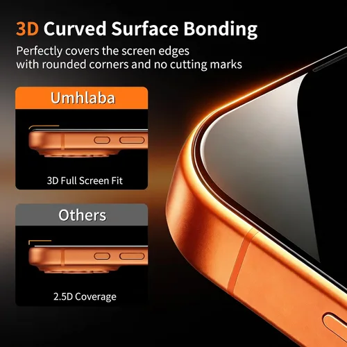 Vista 6 de Paquete de 4 protectores de pantalla de privacidad para iPhone 16 Pro Max de 6.9 pulgadas, vidrio templado para iPhone 16 ProMax, marco de luz