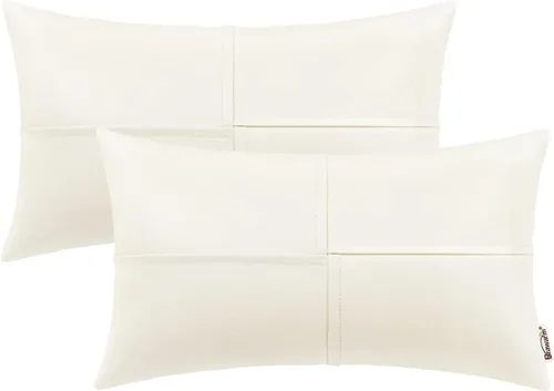 Vista 19 de BRAWARM Fundas de almohada de cuero sintético de 16 x 16 pulgadas, paquete de 2 fundas de almohada de cuero rojo profundo, fundas de almohada