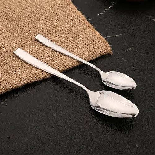 Vista 3 de Cucharas de cena de acero inoxidable 18/10, cucharas plateadas para comer sopa, cereales, cuchara de comida para uso diario