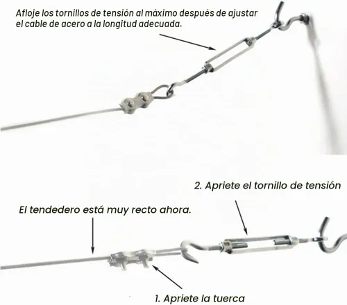 Vista 8 de DEWEL Líneas de ropa de acero inoxidable de 10.8 pies para colgar ropa al